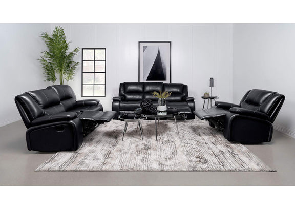 610245 Camila Upholstered Motion Reclining Loveseat Black