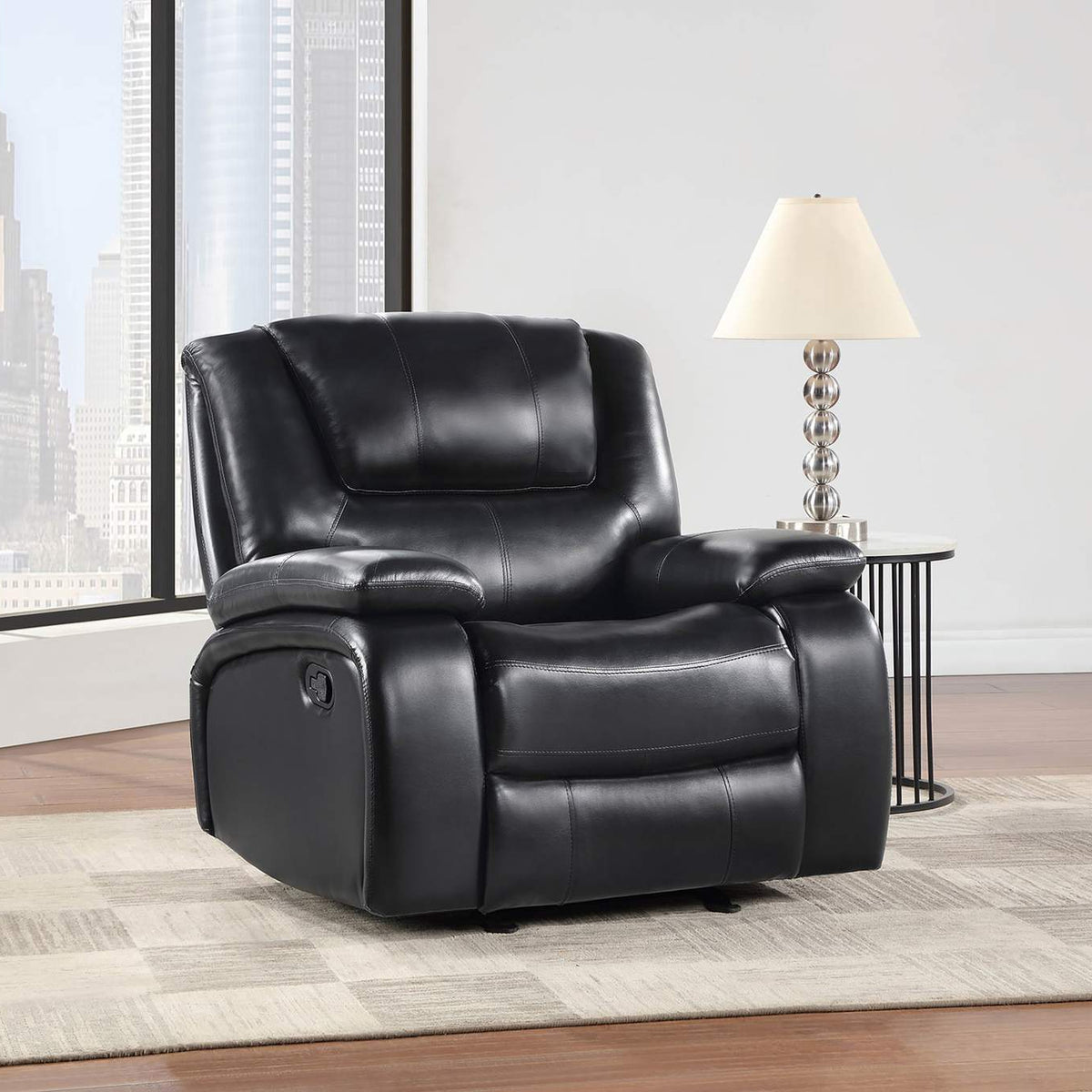 610246 Camila Upholstered Glider Recliner Chair Black
