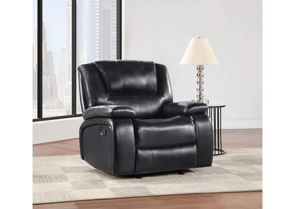 610246 Camila Upholstered Glider Recliner Chair Black