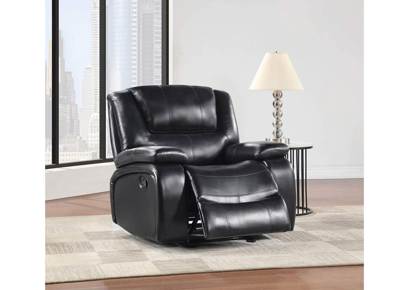 610246 Camila Upholstered Glider Recliner Chair Black