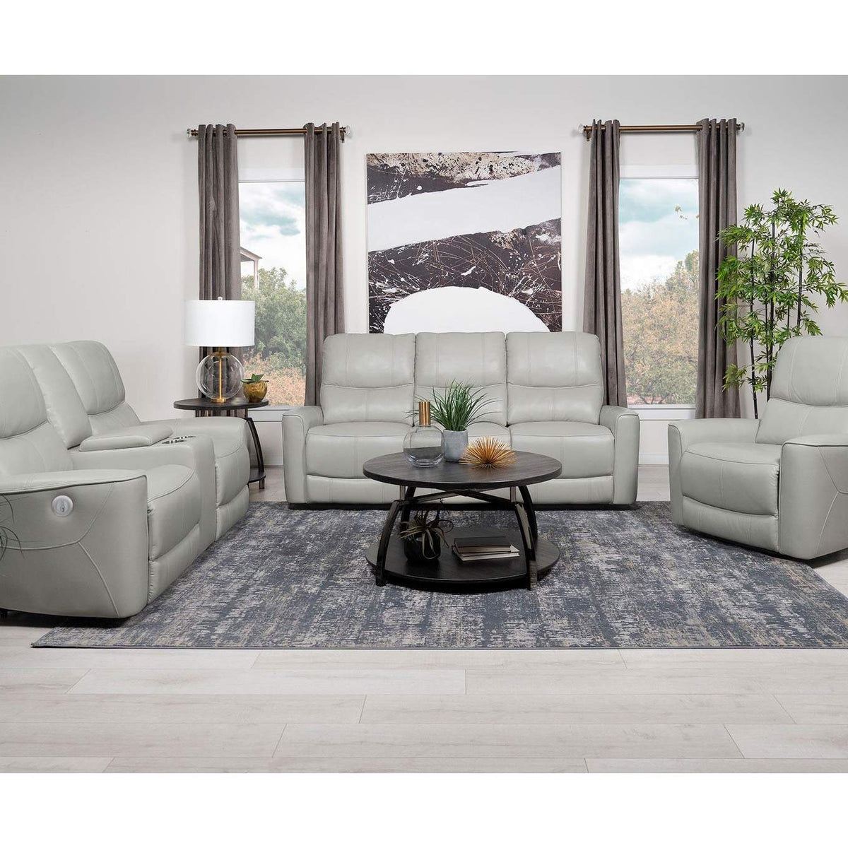 610261P Greenfield Upholstered Power Reclining Sofa Dove Grey