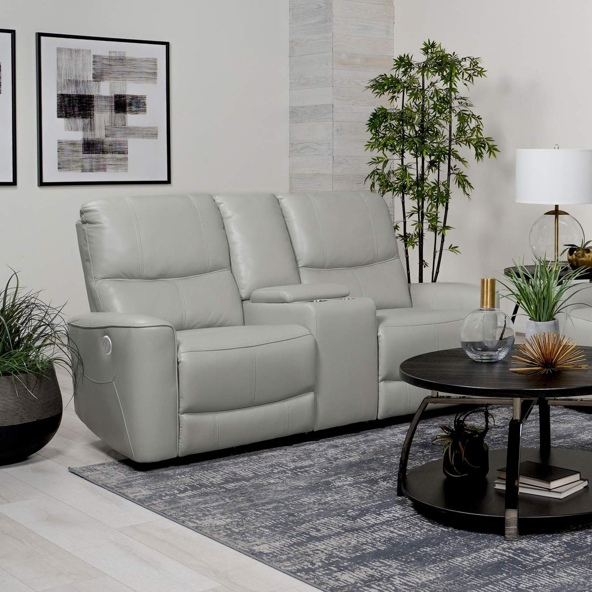 610262P Greenfield Upholstered Power Reclining Loveseat Dove Grey