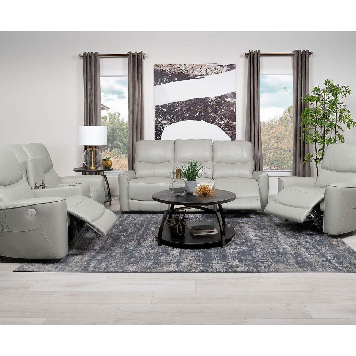 610262P Greenfield Upholstered Power Reclining Loveseat Dove Grey