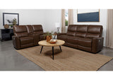 610264P-S2 Greenfield 2-piece Power Reclining Sofa Set Saddle Brown