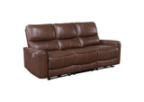 610264P Greenfield Upholstered Power Reclining Sofa Saddle Brown