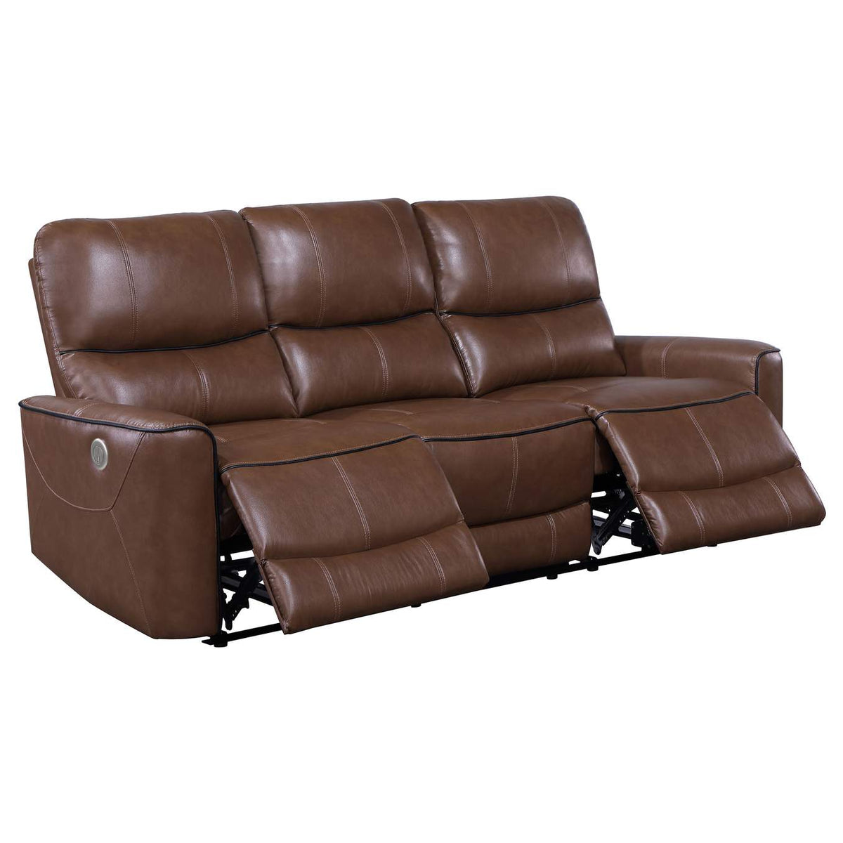 610264P Greenfield Upholstered Power Reclining Sofa Saddle Brown