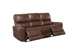 610264P Greenfield Upholstered Power Reclining Sofa Saddle Brown