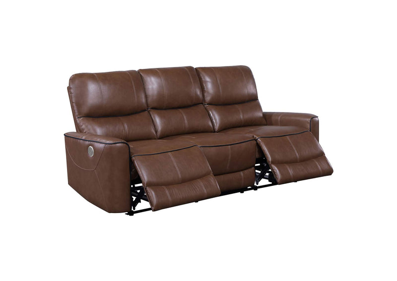 610264P Greenfield Upholstered Power Reclining Sofa Saddle Brown