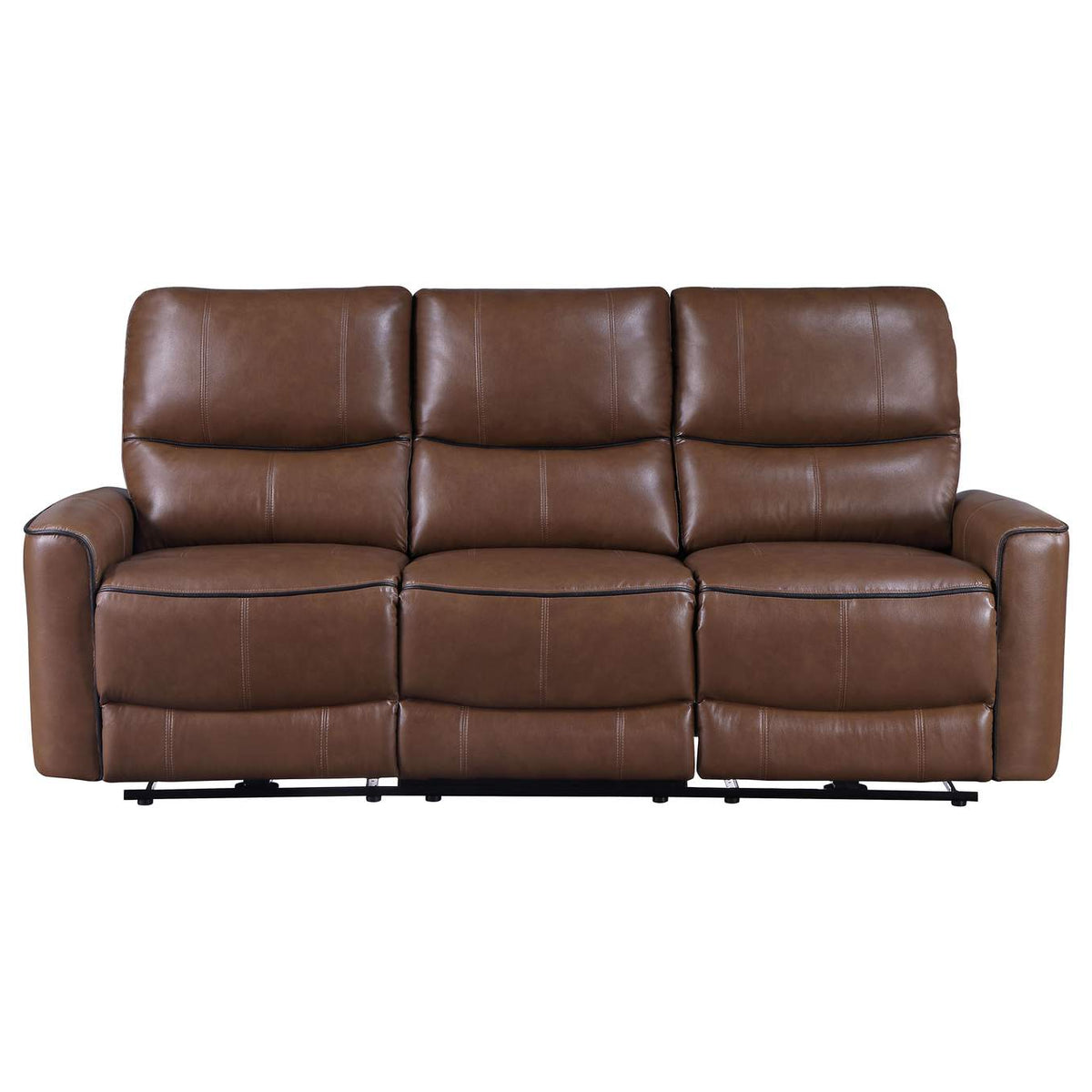 610264P Greenfield Upholstered Power Reclining Sofa Saddle Brown