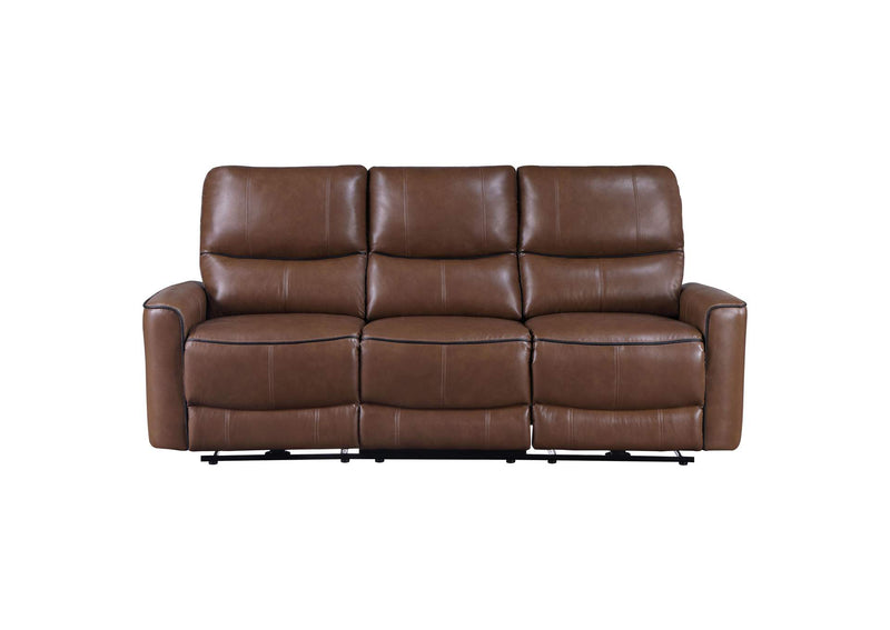 610264P Greenfield Upholstered Power Reclining Sofa Saddle Brown