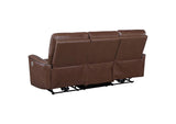 610264P Greenfield Upholstered Power Reclining Sofa Saddle Brown