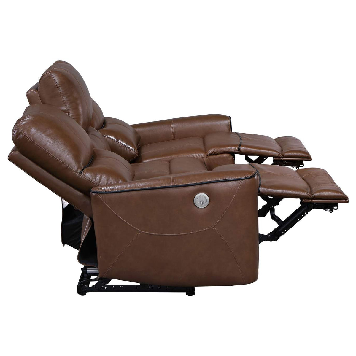 610264P Greenfield Upholstered Power Reclining Sofa Saddle Brown