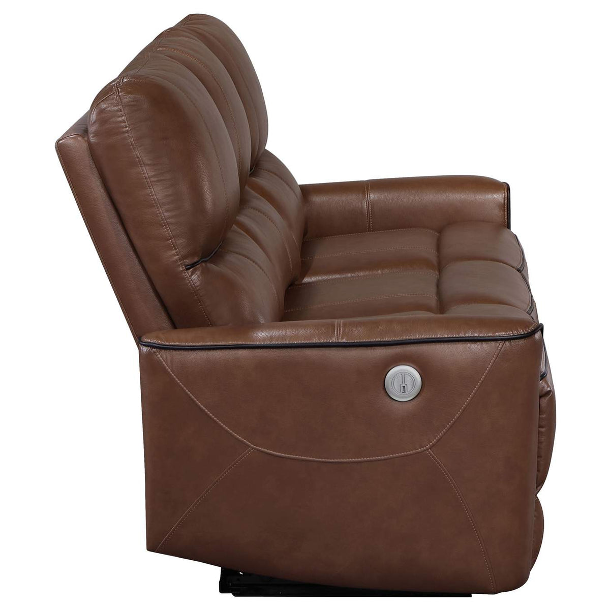 610264P Greenfield Upholstered Power Reclining Sofa Saddle Brown