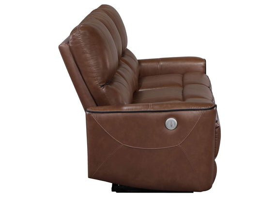 610264P Greenfield Upholstered Power Reclining Sofa Saddle Brown