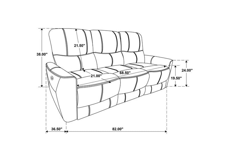 610264P Greenfield Upholstered Power Reclining Sofa Saddle Brown