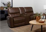 610265P Greenfield Upholstered Power Reclining Loveseat Saddle Brown