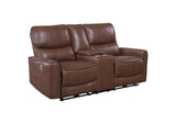 610265P Greenfield Upholstered Power Reclining Loveseat Saddle Brown