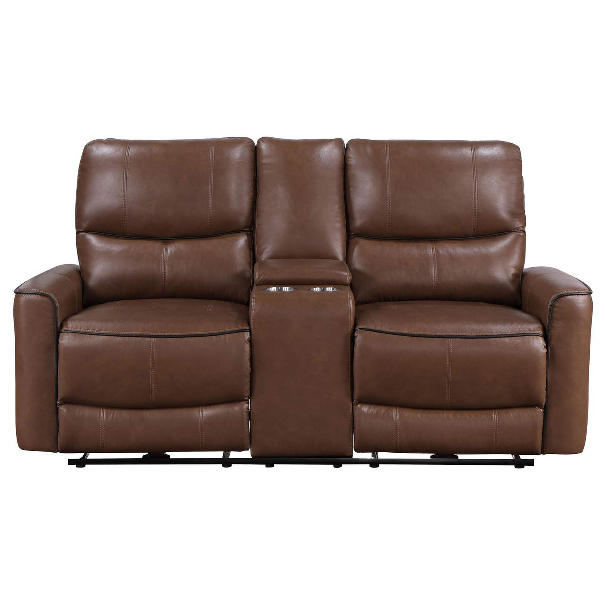 610265P Greenfield Upholstered Power Reclining Loveseat Saddle Brown