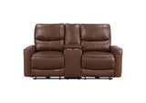 610265P Greenfield Upholstered Power Reclining Loveseat Saddle Brown