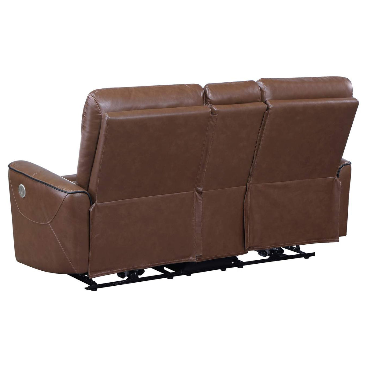 610265P Greenfield Upholstered Power Reclining Loveseat Saddle Brown