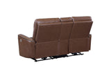 610265P Greenfield Upholstered Power Reclining Loveseat Saddle Brown