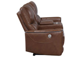 610265P Greenfield Upholstered Power Reclining Loveseat Saddle Brown