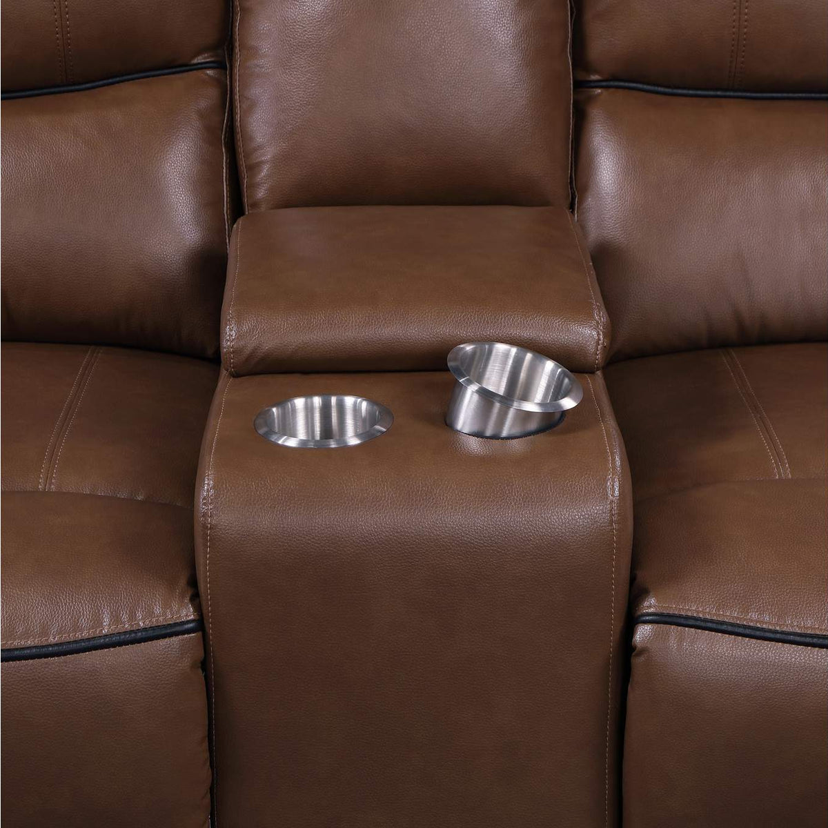 610265P Greenfield Upholstered Power Reclining Loveseat Saddle Brown