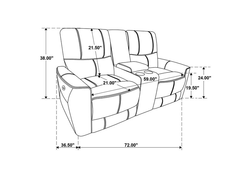 610265P Greenfield Upholstered Power Reclining Loveseat Saddle Brown