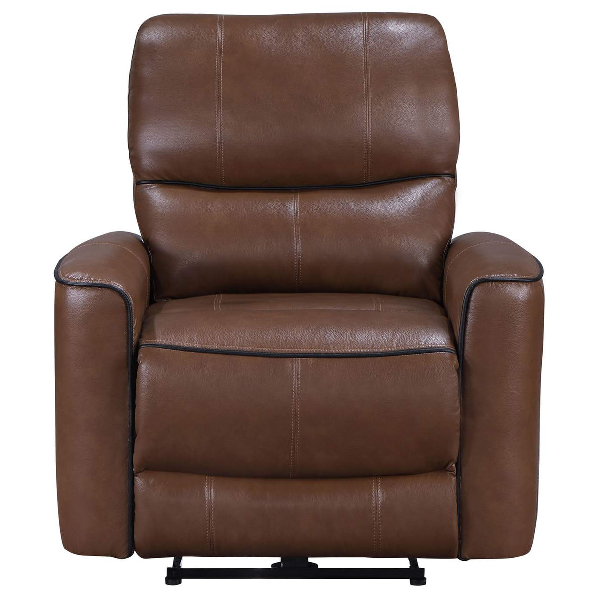 610266P Greenfield Upholstered Power Recliner Chair Saddle Brown