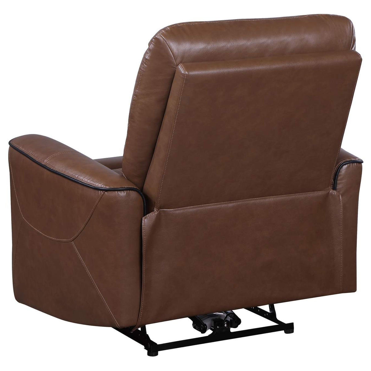 610266P Greenfield Upholstered Power Recliner Chair Saddle Brown