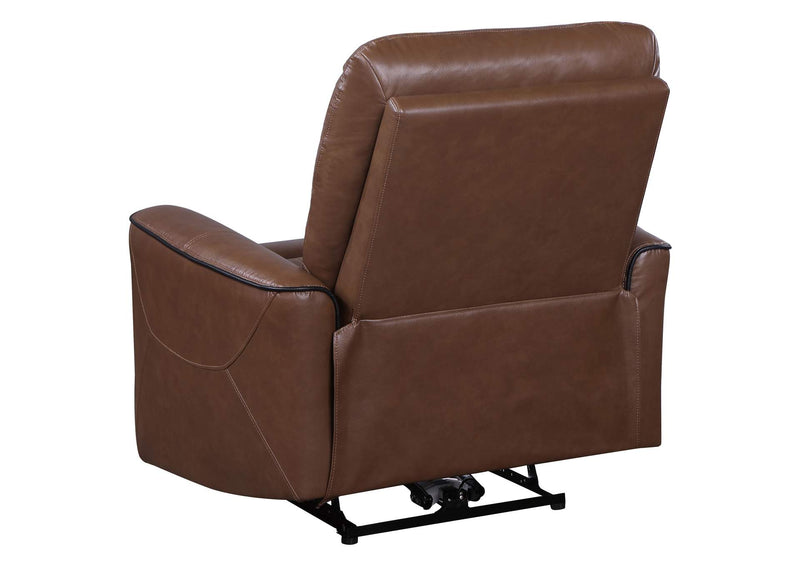 610266P Greenfield Upholstered Power Recliner Chair Saddle Brown