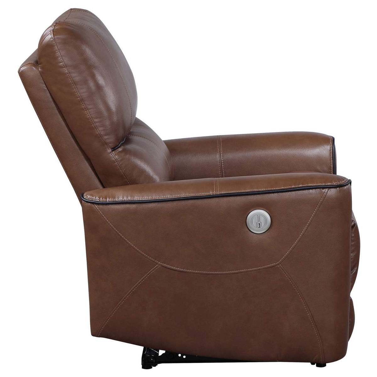 610266P Greenfield Upholstered Power Recliner Chair Saddle Brown