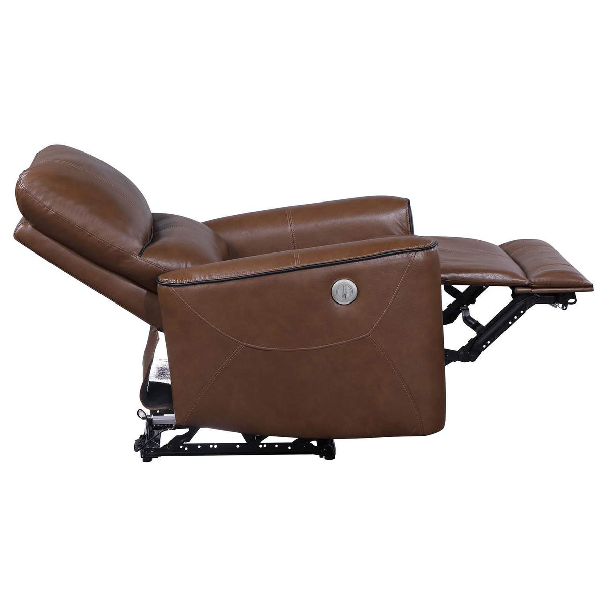 610266P Greenfield Upholstered Power Recliner Chair Saddle Brown