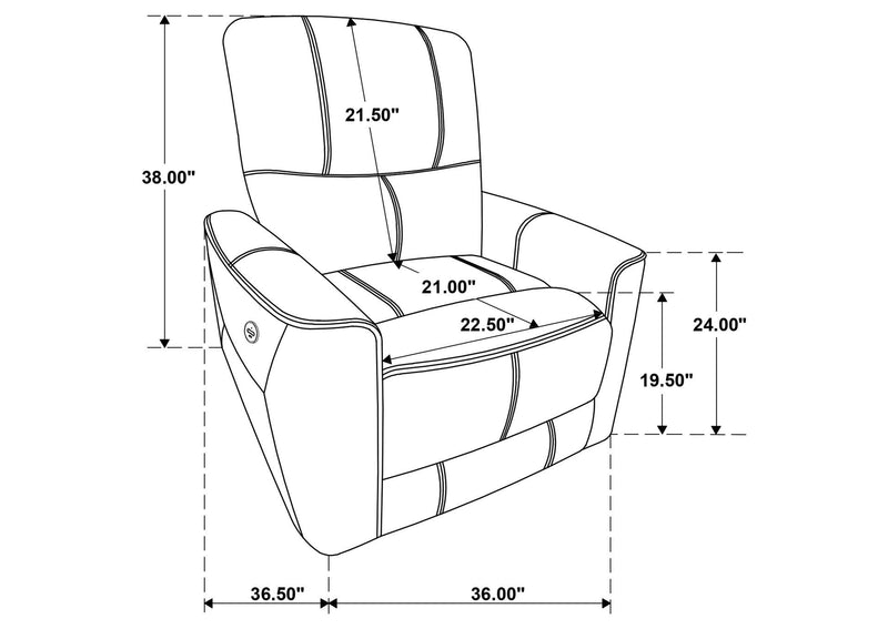 610266P Greenfield Upholstered Power Recliner Chair Saddle Brown