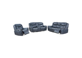 610271-S3 Sloane 3-piece Upholstered Reclining Sofa Set Blue