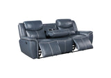 610271 Sloane Upholstered Padded Arm Reclining Sofa Blue