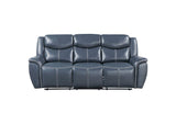 610271 Sloane Upholstered Padded Arm Reclining Sofa Blue