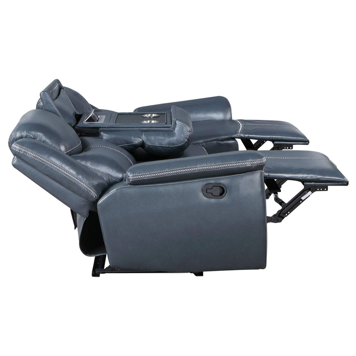 610271 Sloane Upholstered Padded Arm Reclining Sofa Blue