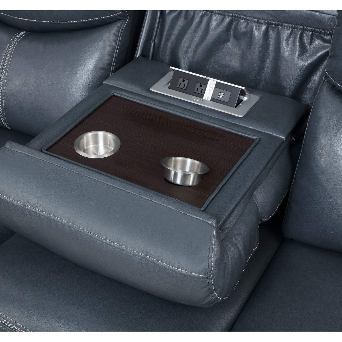 610271 Sloane Upholstered Padded Arm Reclining Sofa Blue