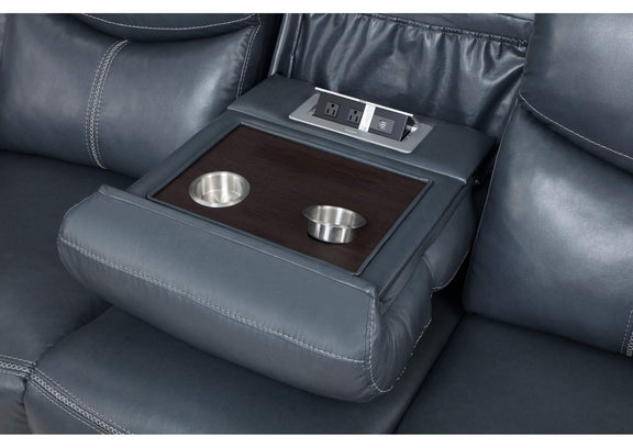 610271 Sloane Upholstered Padded Arm Reclining Sofa Blue