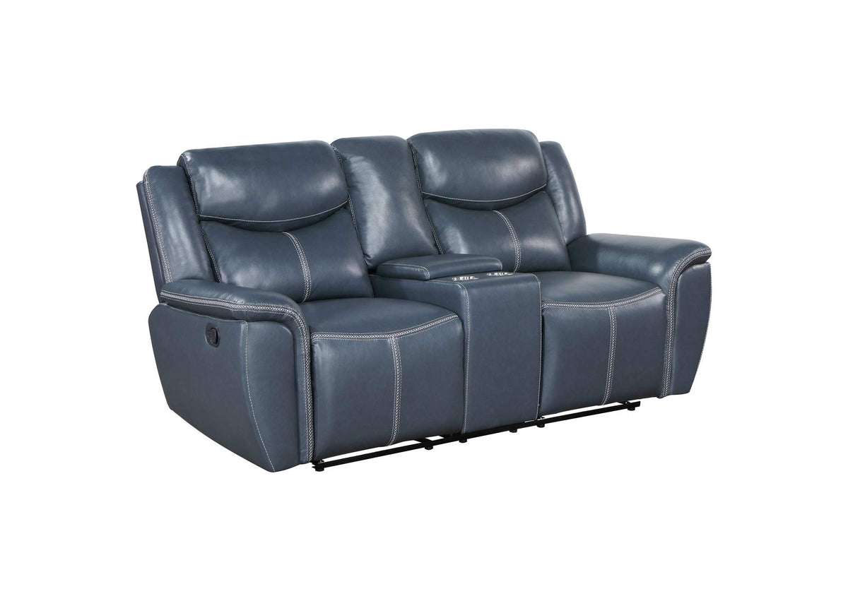 610272 Sloane Upholstered Padded Arm Reclining Loveseat Blue