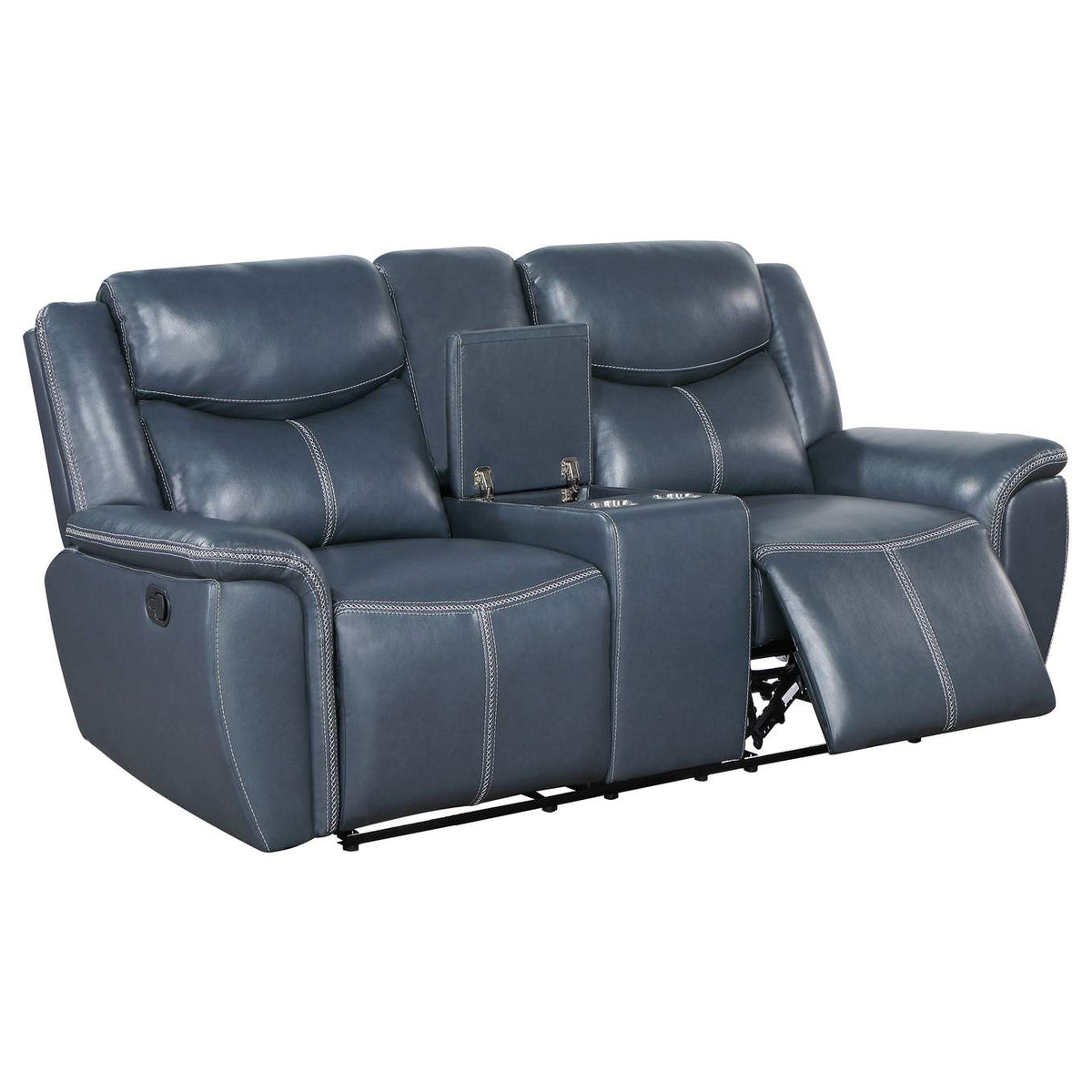 610272 Sloane Upholstered Padded Arm Reclining Loveseat Blue