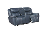 610272 Sloane Upholstered Padded Arm Reclining Loveseat Blue