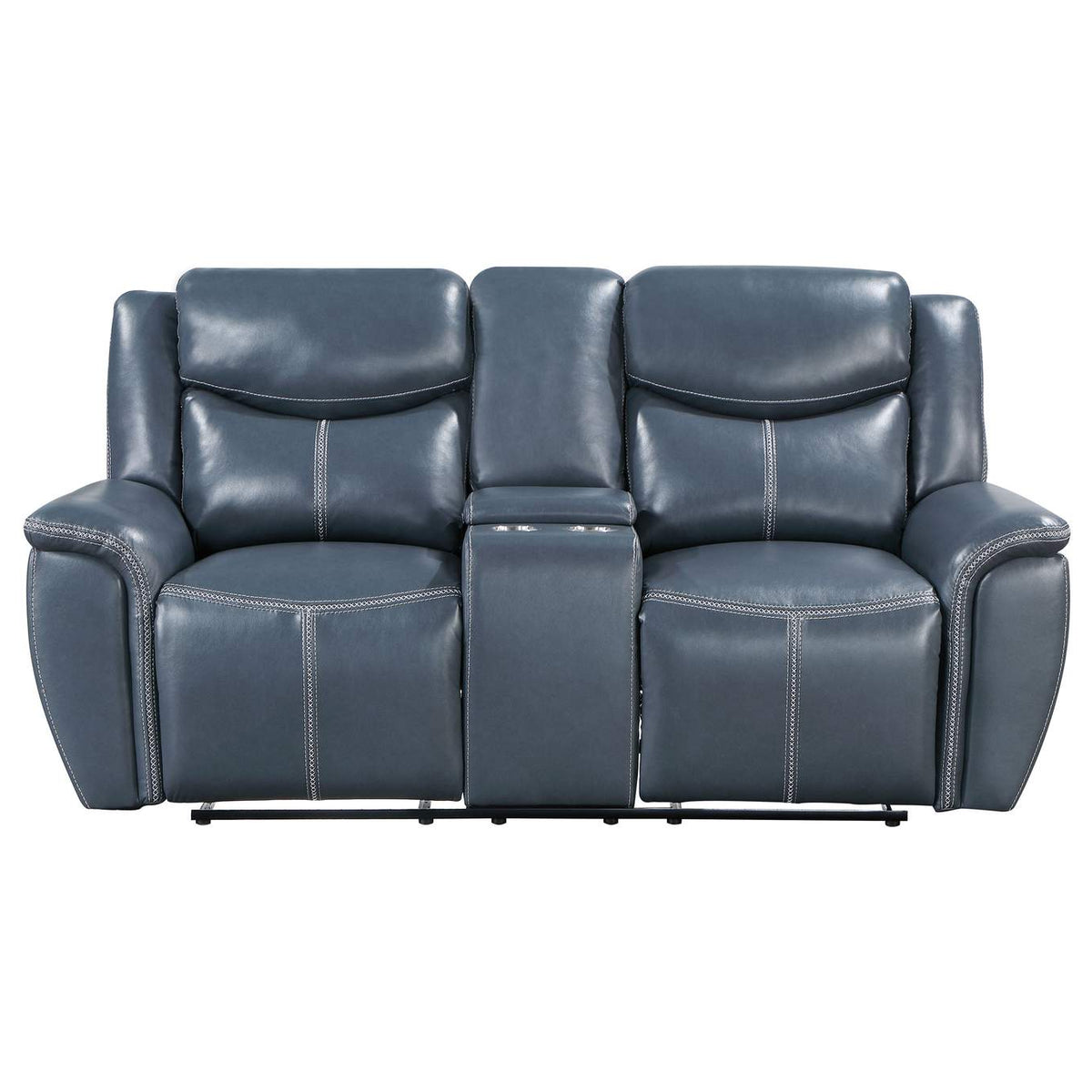 610272 Sloane Upholstered Padded Arm Reclining Loveseat Blue