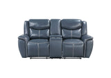 610272 Sloane Upholstered Padded Arm Reclining Loveseat Blue