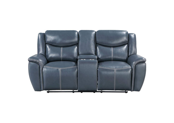 610272 Sloane Upholstered Padded Arm Reclining Loveseat Blue