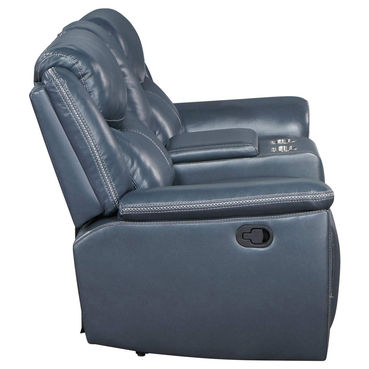 610272 Sloane Upholstered Padded Arm Reclining Loveseat Blue