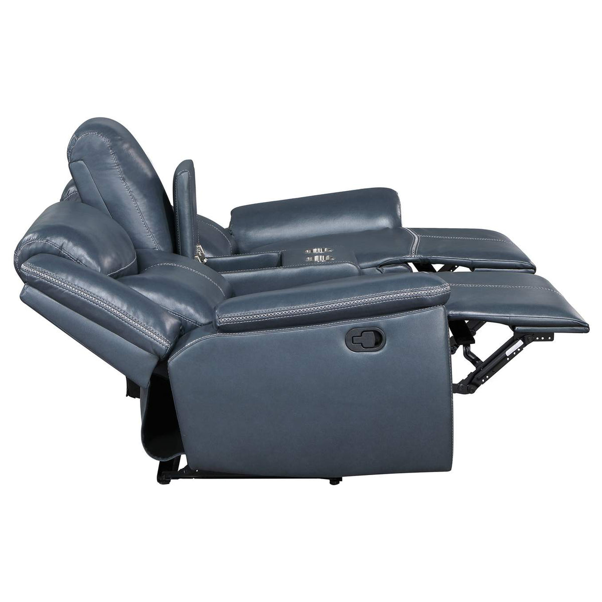610272 Sloane Upholstered Padded Arm Reclining Loveseat Blue