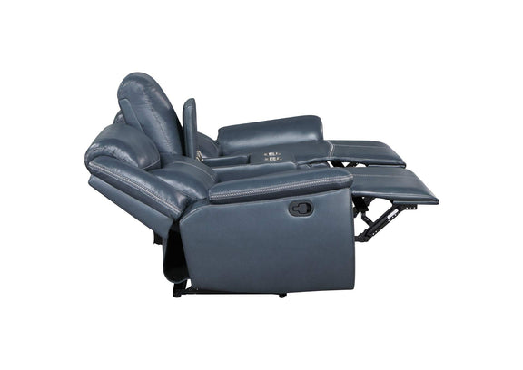 610272 Sloane Upholstered Padded Arm Reclining Loveseat Blue
