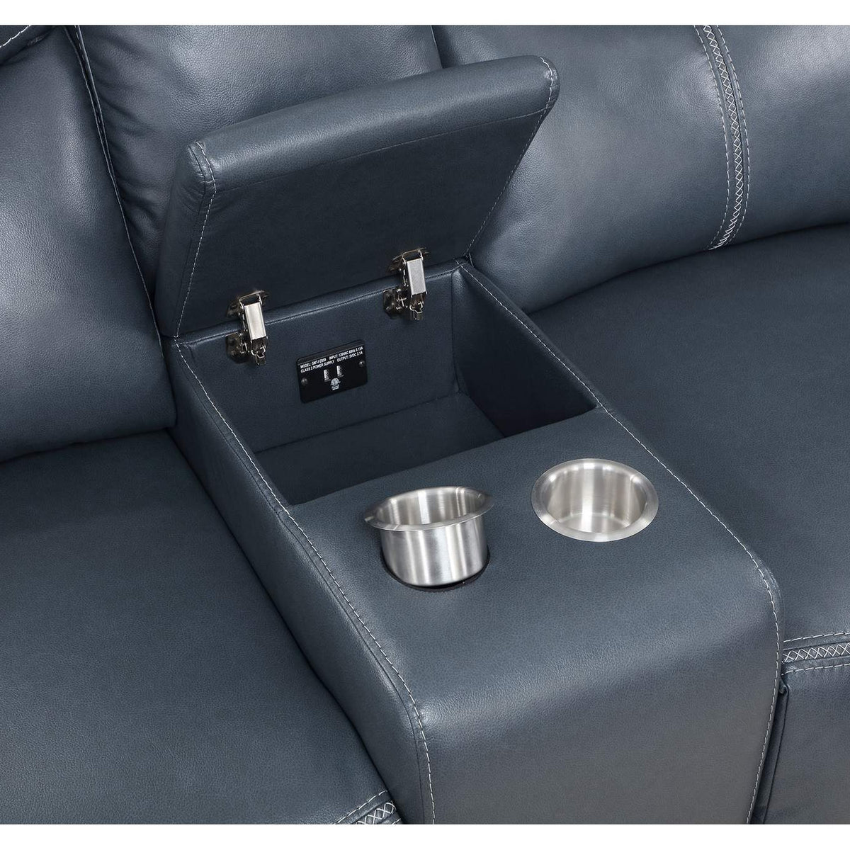 610272 Sloane Upholstered Padded Arm Reclining Loveseat Blue